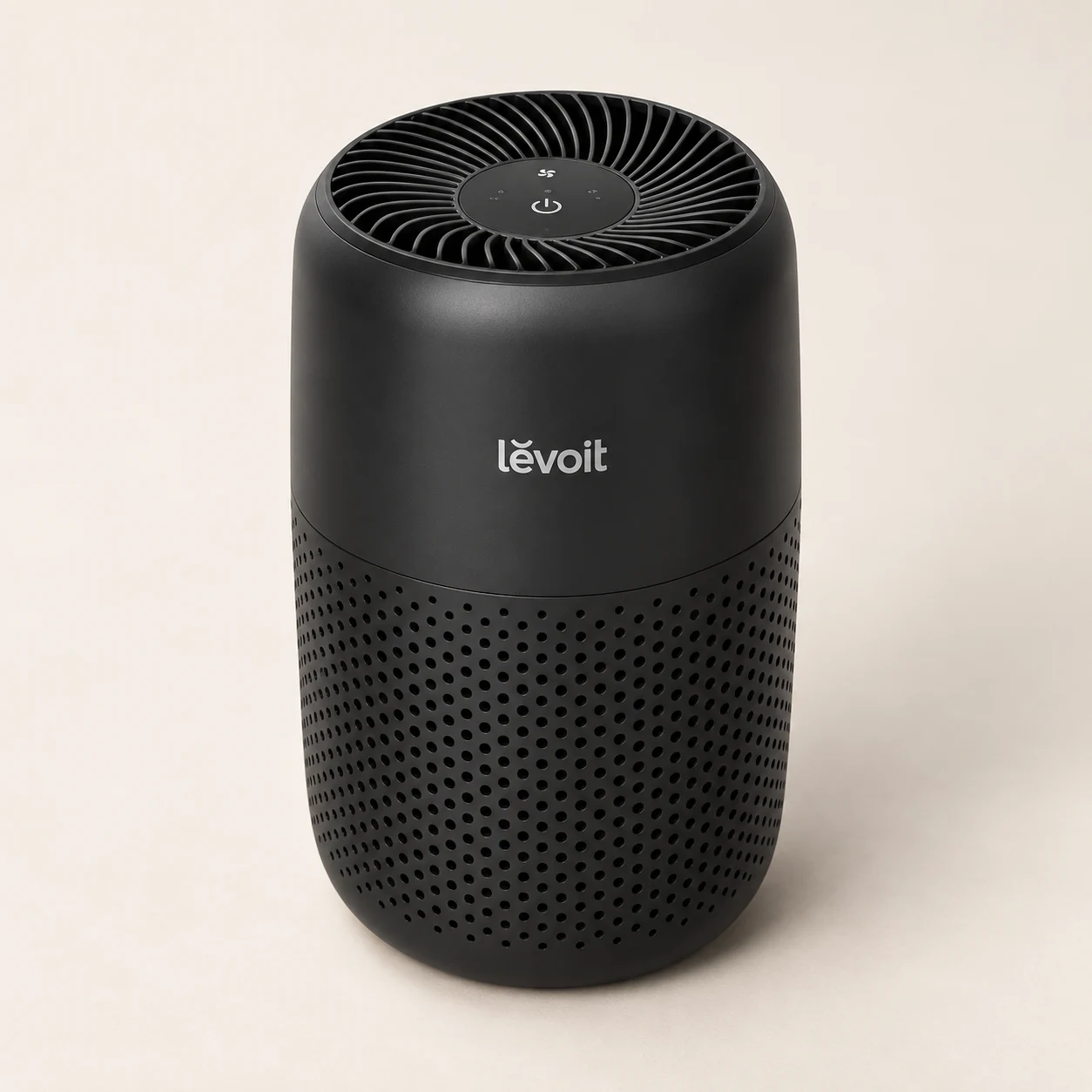 Black Levoit Core Mini-P cylindrical air purifier